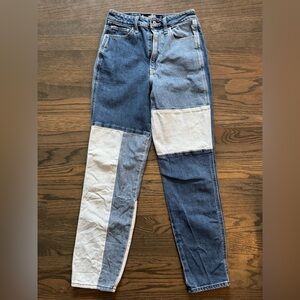 Hollister Blue Patchwork ultra high rise mom Jeans 24x27